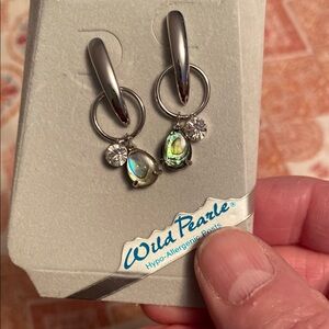 Wild Pearle Silver colored Earrings with Abalone Accents
